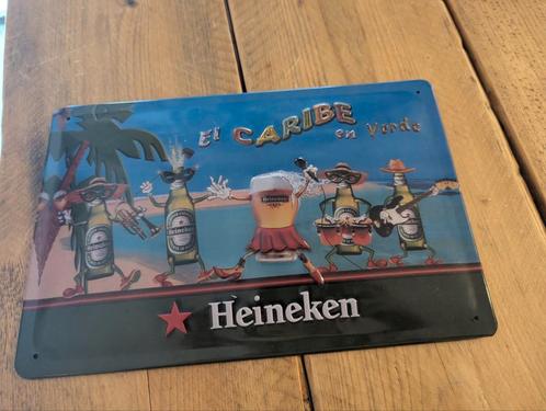 Heineken Metalen Bord "El Caribe en Verde", Antiek en Kunst, Antiek | Wandborden en Tegels, Ophalen of Verzenden