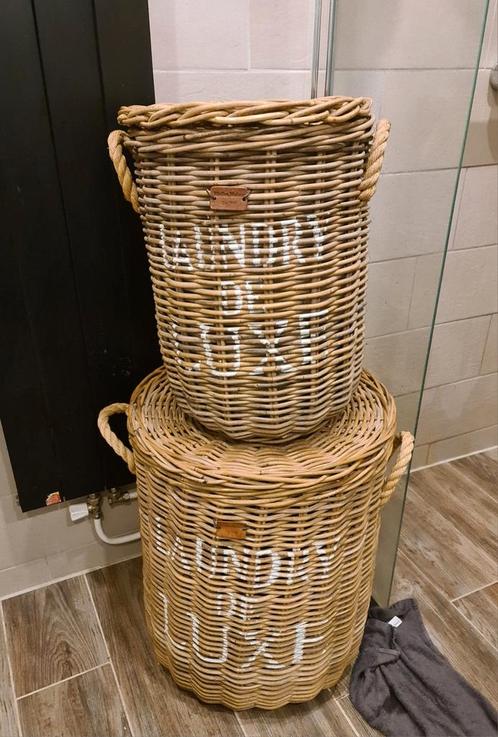 Rivièra Maison Wasmanden - Set van 2, Huis en Inrichting, Woonaccessoires | Schalen en Manden, Zo goed als nieuw, Mand, Rond, Riet