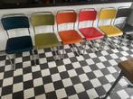 6 Originele W.H. Gispen eetkamerstoelen in 6 kleuren, Huis en Inrichting, Stoelen, Ophalen, Overige kleuren, Vintage, mid century modern style