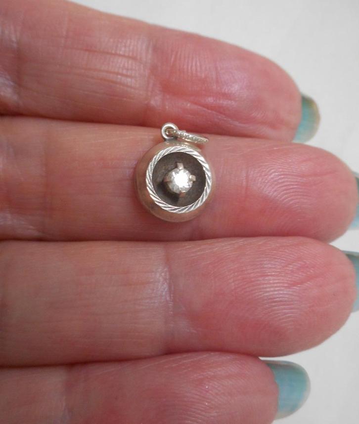 Zilveren K&L hangertje met steentje nr.1293, Sieraden, Tassen en Uiterlijk, Kettinghangers, Zo goed als nieuw, Zilver, Zilver