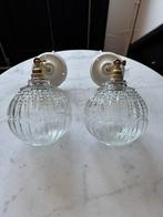 Vintage set 2 Holophane bol bal glazen school wandlampen, Ophalen of Verzenden, Metaal
