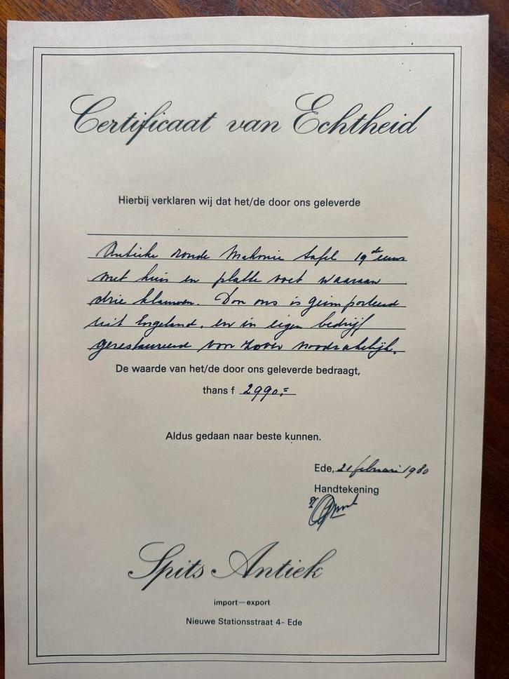 Antieke Mahonie Tafel 19e Eeuw met Certificaat, Antiek en Kunst, Antiek | Meubels | Tafels, Ophalen