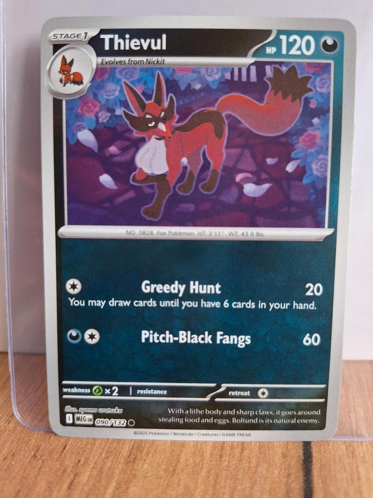 Thievul 090/132. Mega Evolutions. Reverse Holo, Hobby en Vrije tijd, Verzamelkaartspellen | Pokémon, Gebruikt, Losse kaart, Ophalen of Verzenden