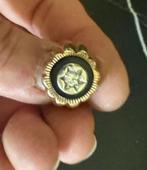 14 karaats gouden ring met Davidster en 0,34 karaat diamant., Goud, Goud, Met edelsteen, 17 tot 18