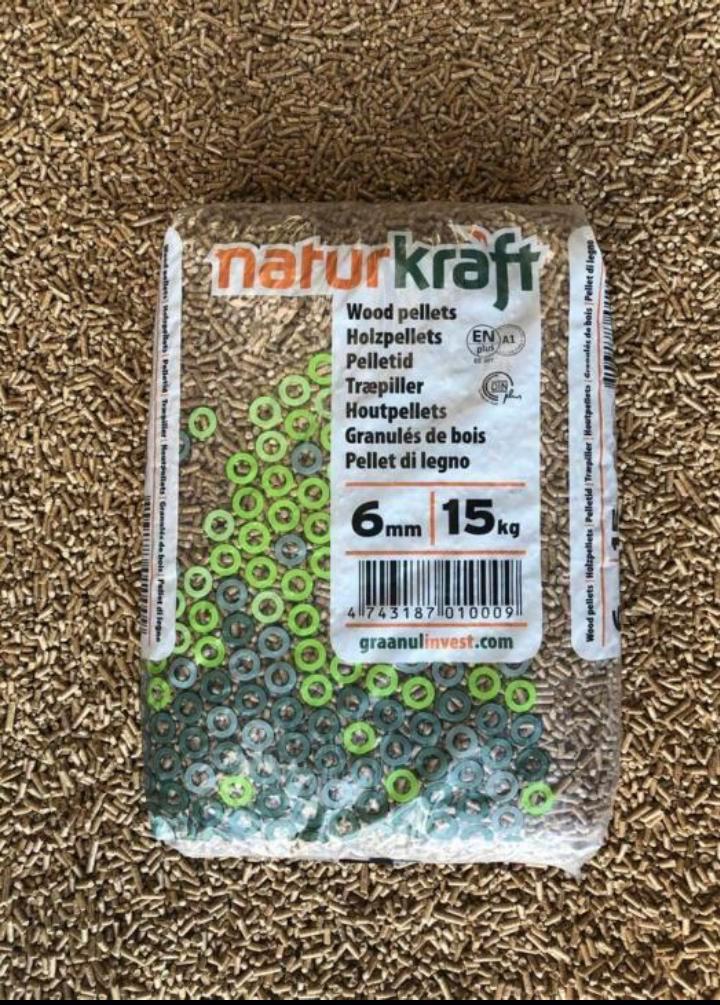 Houtpellets Naturkraft / B-Green 100% naaldhout EN-Plus A1, Tuin en Terras, Haardhout, Blokken, Overige houtsoorten, Minder dan 3 m³
