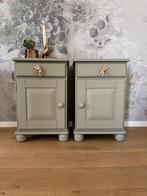 Schitterende landelijke set nachtkastjes groen & goud, Huis en Inrichting, Slaapkamer | Complete slaapkamers, Ophalen, T, Tweepersoons