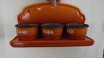 vintageoranje emaillen zand, soda en zeep rek, Antiek en Kunst, Ophalen of Verzenden