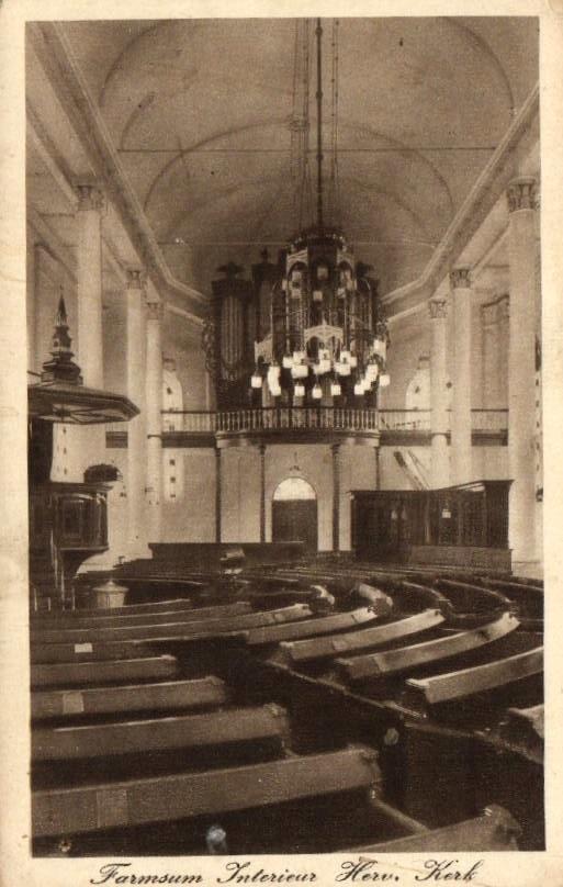 Farmsum, Interieur Herv. Kerk - ongelopen, Verzamelen, Ansichtkaarten | Nederland, Ongelopen, Noord-Brabant, Voor 1920, Ophalen of Verzenden