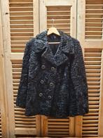 Vintage Zwarte astrakan bontjas mt 36/38, Zwart, Etten-Leur, DJT@dejuistetoon.eu, Ophalen of Verzenden