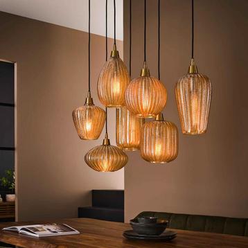 Hanglamp Malori 7-lamps, Amber glas
van Lifestylefurn  beschikbaar voor biedingen