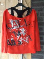 rood zwart off-shoulder top/ shirt lange mouw, maat S, Ophalen of Verzenden, Zo goed als nieuw, Lange mouw, Maat 36 (S)