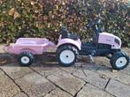 Roze Trap Tractor met Aanhanger - Falk, Kinderen en Baby's, Speelgoed | Buiten | Voertuigen en Loopfietsen, Ophalen of Verzenden