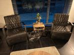 2 Zwarte Industriële Fauteuils - Nieuwstaat, Huis en Inrichting, Fauteuils, Ophalen, Minder dan 75 cm, Nieuw, Metaal