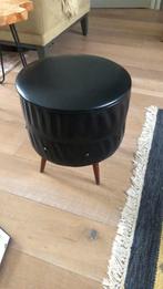 Poef zwart vintage, Ophalen of Verzenden, Gebruikt, Rond, Minder dan 50 cm