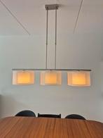 Lamp met witte linnen kappen, Huis en Inrichting, Lampen | Hanglampen, Ophalen, Gebruikt, Metaal, Modern