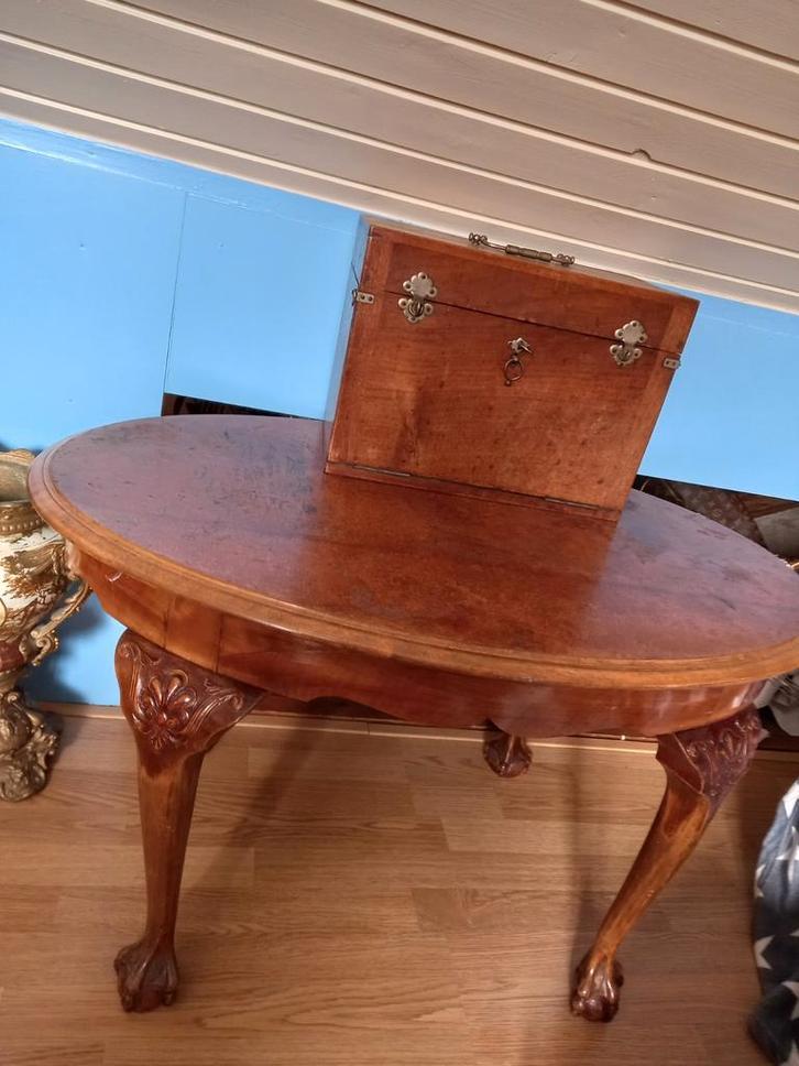 Antieke chippendeale salontafel mahonie met klauwpoten, Antiek en Kunst, Antiek | Woonaccessoires, Ophalen