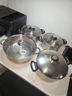 4 pannen, Huis en Inrichting, Keuken | Potten en Pannen, Ophalen of Verzenden, Gebruikt, Rvs