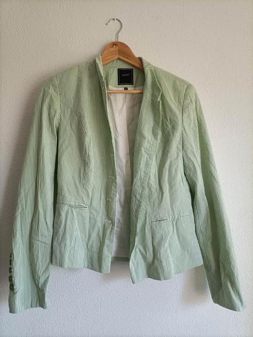 Jasje groen wit gestreept Pulls 38, Kleding | Dames, Jasjes, Kostuums en Pakken, Gedragen, Jasje, Maat 38/40 (M), Groen, Ophalen