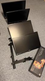 4 Monitoren + Bureau Monitorarm - Goede Staat, Computers en Software, Monitoren, Ophalen, Gebruikt, Overige typen, Onbekend