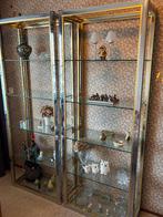 Vitrinekasten jaren 70 chroom/goud kleurig, Ophalen, Met plank(en), Gebruikt, 200 cm of meer