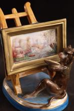 Schilderende aap van porselein, Antiek en Kunst, Verzenden