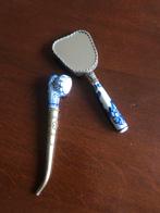 Chinees spiegeltje & pijpje, blauw bloemmotief, Antiek en Kunst, Ophalen of Verzenden