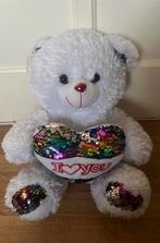 Valentijnsbeer wit met hart - Knuffelbeer, Ophalen of Verzenden, Gebruikt, Beer