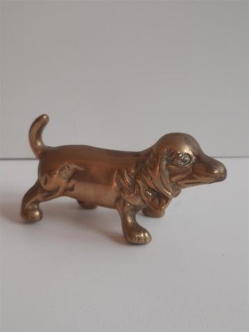 Vintage massief messing  Basset Hound-beeldje beschikbaar voor biedingen