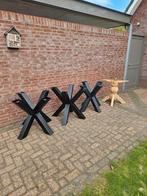 Matrix tafelpoten staal zwart + eiken poot, Huis en Inrichting, Ophalen, Tafelpoot, 50 tot 100 cm, Vierkant