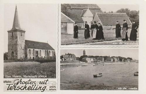 TERSCHELLING Den Hoorn Kerkje Klederdracht Reese Groeten, Verzamelen, Ansichtkaarten | Nederland, Ongelopen, Waddeneilanden, 1940 tot 1960