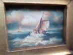 Olieverf Schilderij Zeilschepen in Sierlijst, Ophalen of Verzenden