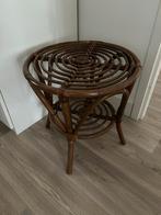 Ronde manou / rotan bijzettafel, klein tafeltje (prj), Huis en Inrichting, Minder dan 55 cm, Gebruikt, Ophalen, 45 tot 60 cm
