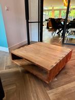 Teakhouten Salontafel op Wieltjes, Huis en Inrichting, Tafels | Salontafels, Ophalen, Gebruikt, 50 tot 100 cm, 50 tot 100 cm