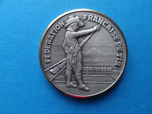 Medaille Fédération Française de Tir, met antieke voorladers, Postzegels en Munten, Penningen en Medailles, Zilver, Buitenland