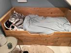 Houten bed - steiger hout, Ophalen, 85 tot 100 cm, Zo goed als nieuw, Matras