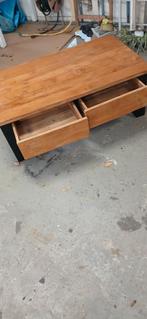 Teak Houten Salontafel met Lades, Ophalen, Gebruikt, 100 tot 150 cm, Teakhout