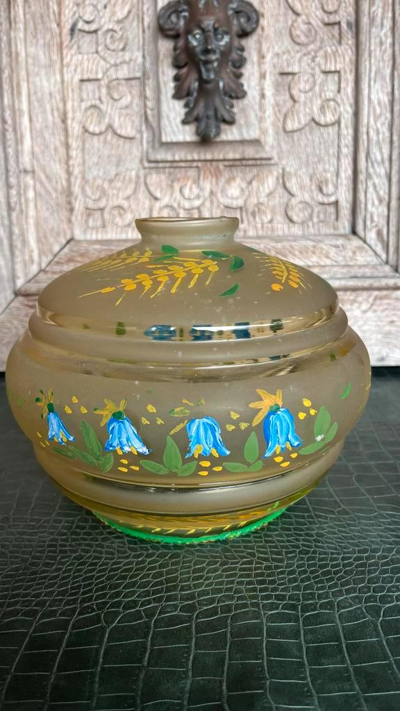 Handbeschilderd Glazen Hanglampje, Antiek en Kunst, Antiek | Glas en Kristal, Ophalen of Verzenden