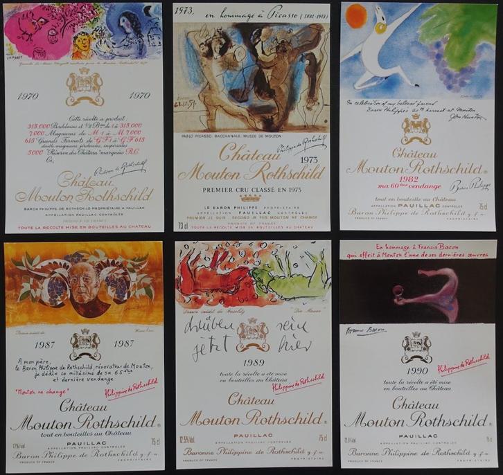 Chateau Mouton Rothschild ansichtkaarten, Verzamelen, Wijnen, Nieuw, Rode wijn, Frankrijk, Ophalen of Verzenden