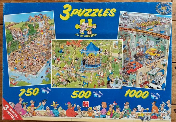 Jan van haasteren 3 puzzels en posters in 1 doos., Hobby en Vrije tijd, Denksport en Puzzels, Gebruikt, Legpuzzel, 500 t/m 1500 stukjes