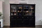 Buffetkast vitrinekast teak industrieël, Ophalen, 200 cm of meer, 25 tot 50 cm, Glas