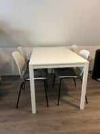 Witte tafel en stoelen Ikea, Huis en Inrichting, Tafels | Eettafels, Ophalen, Zo goed als nieuw, Rechthoekig, 50 tot 100 cm