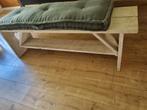 Wit Houten Bankje met Kussen, Ophalen, Gebruikt, 100 tot 150 cm, Tot twee personen