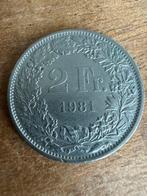 Zwitserse 2 franken munt 1981, Ophalen, Overige landen, Losse munt, Zilver
