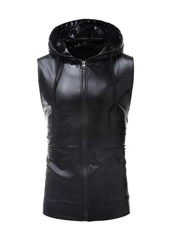 Heren leren bodywarmer / wetlook fetish sexy zwarte M L XL beschikbaar voor biedingen