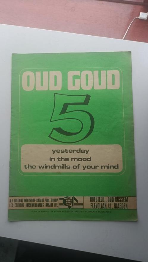 Vintage piano bladmuziek - Oud goud 5 met yesterday, Muziek en Instrumenten, Bladmuziek, Gebruikt, Thema, Populair, Piano, Verzenden