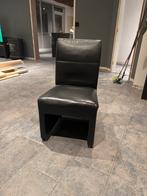 Eettafel met 6 lederen stoelen - 220x110cm, Ophalen, Gebruikt, Zwart, Leer