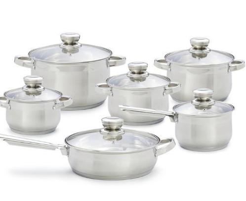 12-delige pannenset [NIEUW in doos], Huis en Inrichting, Keuken | Potten en Pannen, Nieuw, Pannenset, Rvs, Ophalen of Verzenden