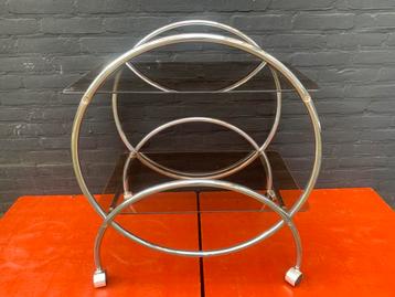 Vintage Trolley serveerwagen IKEA chroom met rookglas  beschikbaar voor biedingen