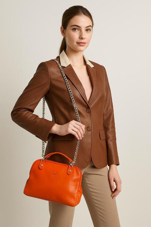 handtas Arthur & Aston met ketting, Sieraden, Tassen en Uiterlijk, Tassen | Damestassen, Gebruikt, Handtas, Oranje, Ophalen of Verzenden