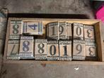 Vintage tegels met nummers zwart groen blauw, Ophalen of Verzenden